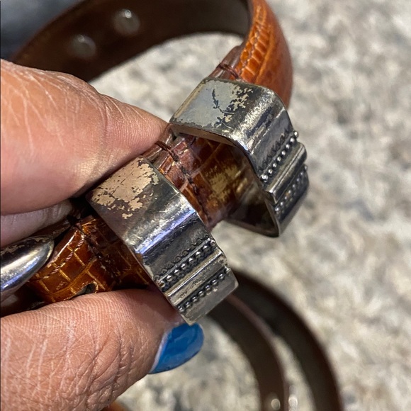 Brown Leather Belt with LSU Silver Buckle sz 42 - Picture 9 of 10